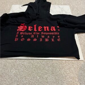 Selena Hoodie Womens Medium Black Cropped Sweatshirt I Believe Quote Text 2019